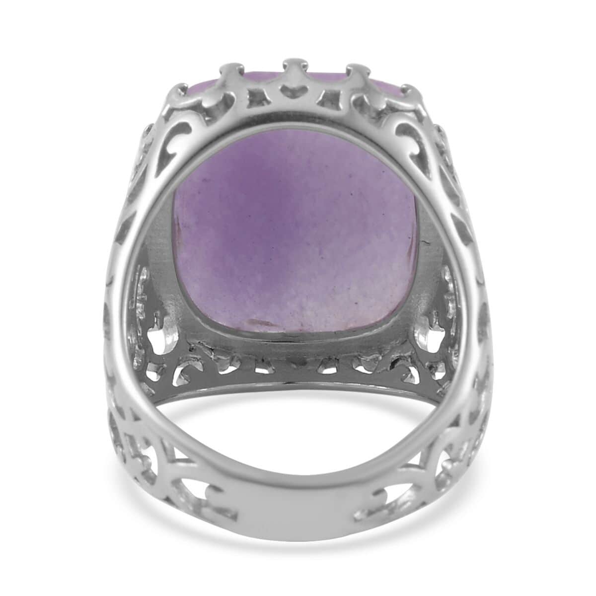 Amethyst Solitaire Ring (Size 7.0) and Pendant Necklace 20-22 Inches in Stainless Steel 30.00 ctw image number 4