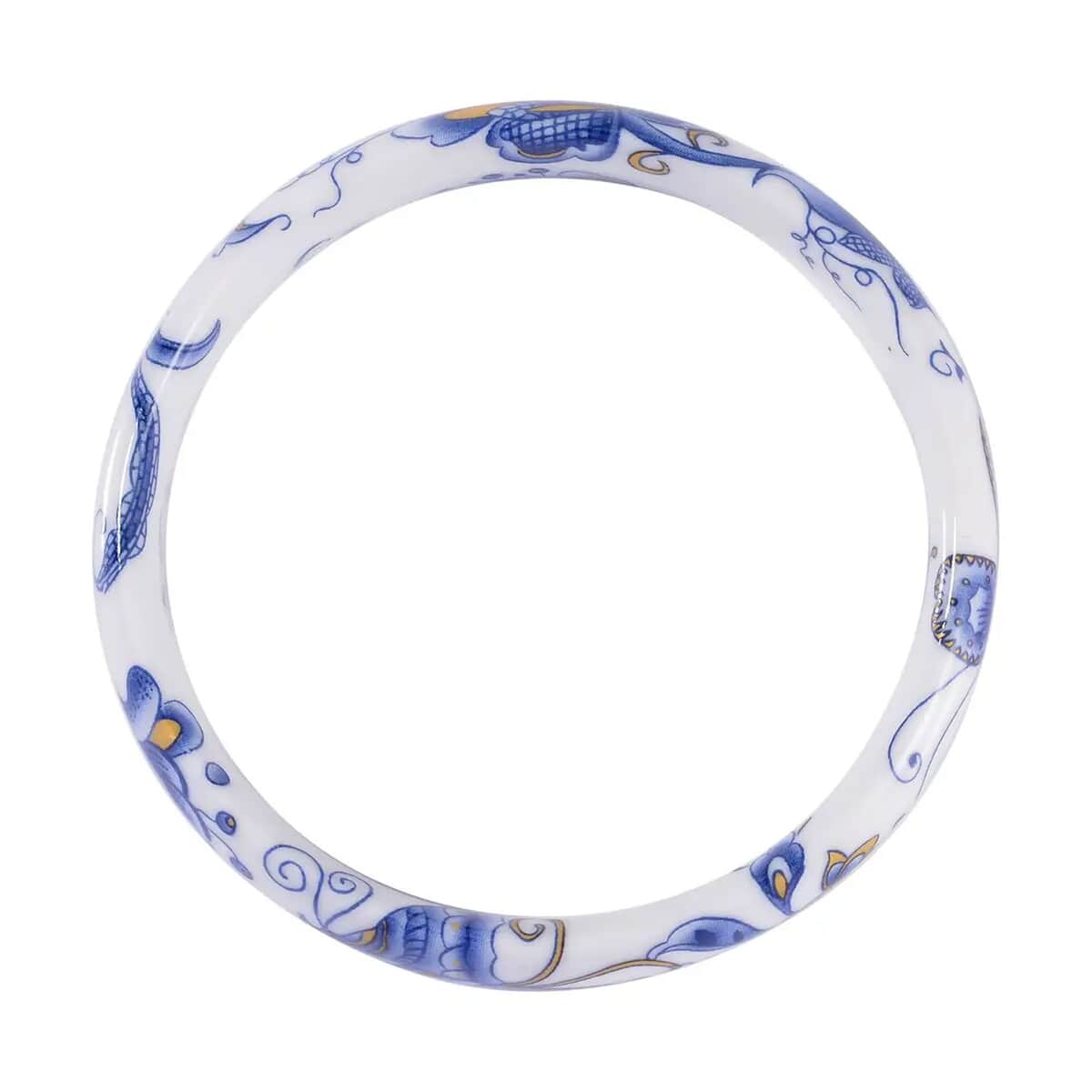 Blue Color Ceramic Bangle Bracelet (8.50 In) and Earrings in Stainless Steel image number 6