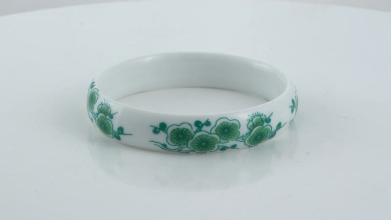 Blue Color Ceramic Bangle Bracelet (8.50 In) and Earrings in Stainless Steel