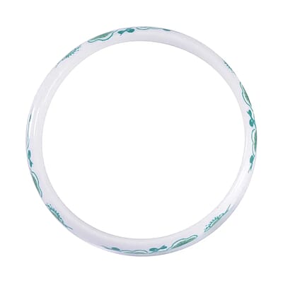 Green Color Ceramic Bangle Bracelet (8.50 In) and Earrings in Stainless Steel