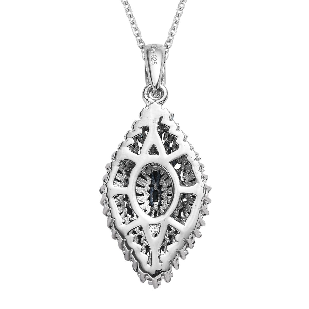 Blue Diamond Sparkle Pendant Necklace 20 Inches in Platinum Over Sterling Silver 1.00 ctw image number 4
