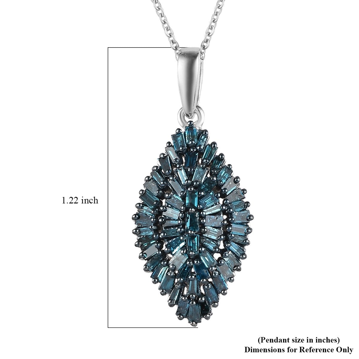 Blue Diamond Sparkle Pendant Necklace 20 Inches in Platinum Over Sterling Silver 1.00 ctw image number 6