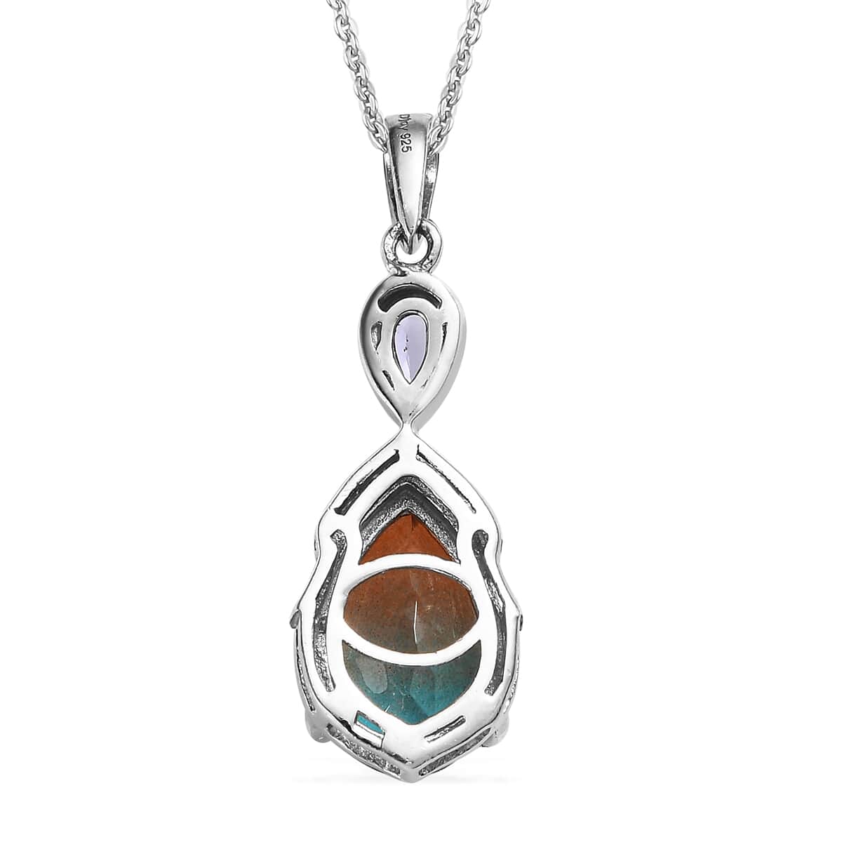 Aqua Terra Costa Quartz (Triplet) and Tanzanite Pendant Necklace (20 Inches) in Platinum Over Sterling Silver 3.65 ctw image number 4