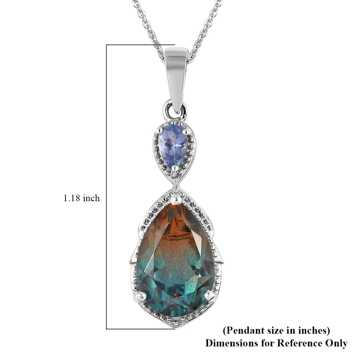 Aqua Terra Costa Quartz (Triplet) and Tanzanite Pendant Necklace (20 Inches) in Platinum Over Sterling Silver 3.65 ctw image number 6