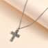 White Zircon Cross Pendant Necklace (20 Inches) in Stainless Steel 1.75 ctw , Tarnish-Free, Waterproof, Sweat Proof Jewelry image number 1