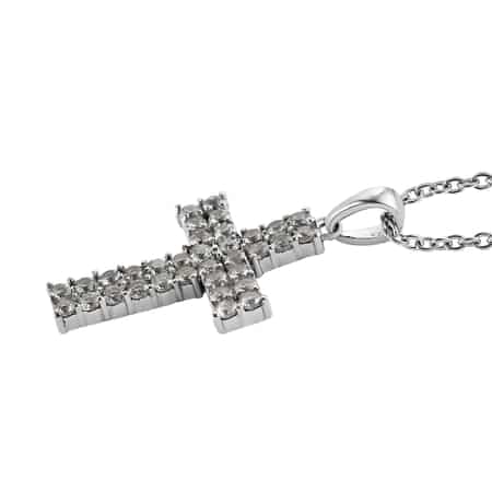 White Zircon Cross Pendant Necklace (20 Inches) in Stainless Steel 1.75 ctw , Tarnish-Free, Waterproof, Sweat Proof Jewelry image number 3