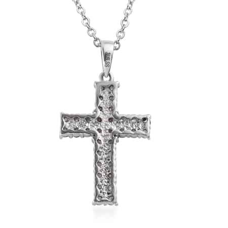 White Zircon Cross Pendant Necklace (20 Inches) in Stainless Steel 1.75 ctw , Tarnish-Free, Waterproof, Sweat Proof Jewelry image number 4