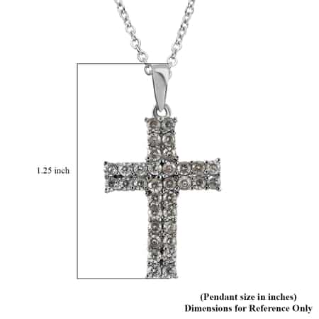 White Zircon Cross Pendant Necklace (20 Inches) in Stainless Steel 1.75 ctw , Tarnish-Free, Waterproof, Sweat Proof Jewelry image number 5