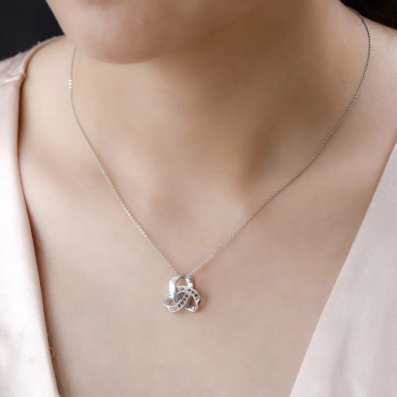 Orange Diamond Pendant Necklace 20 Inches in Platinum Over Sterling Silver 0.10 ctw