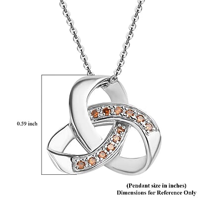 Orange Diamond Pendant Necklace 20 Inches in Platinum Over Sterling Silver 0.10 ctw