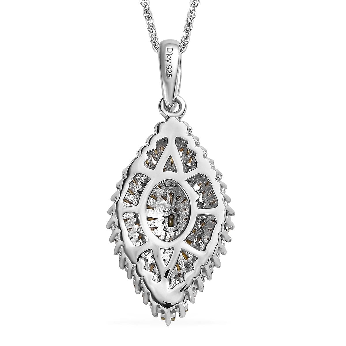 Yellow Diamond Sparkle Pendant Necklace 20 Inches in Platinum Over Sterling Silver 1.00 ctw image number 4