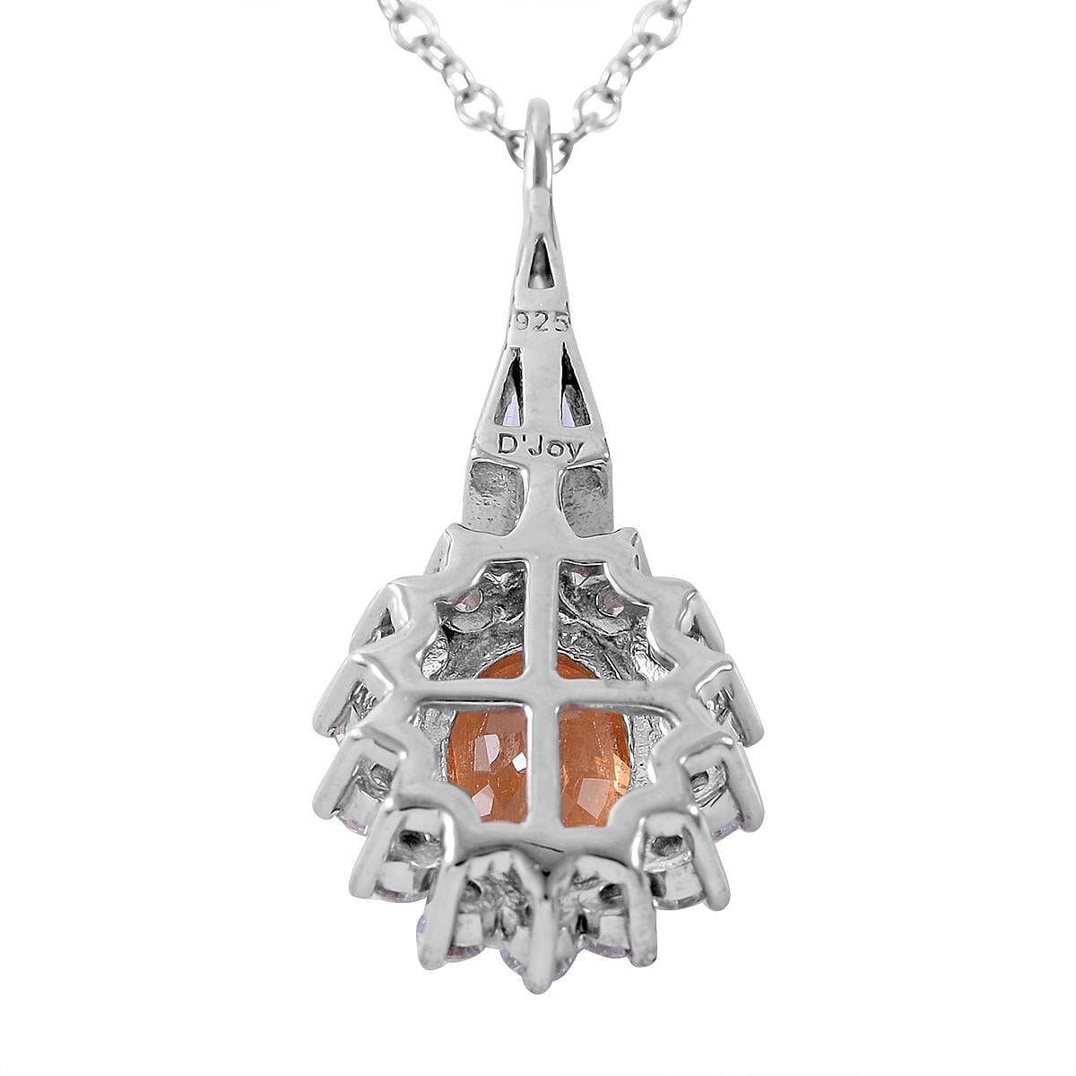 Viceroy Spessartine Garnet and Moissanite Sunburst Pendant Necklace 18 Inches in Platinum Over Sterling Silver 3.20 ctw image number 3