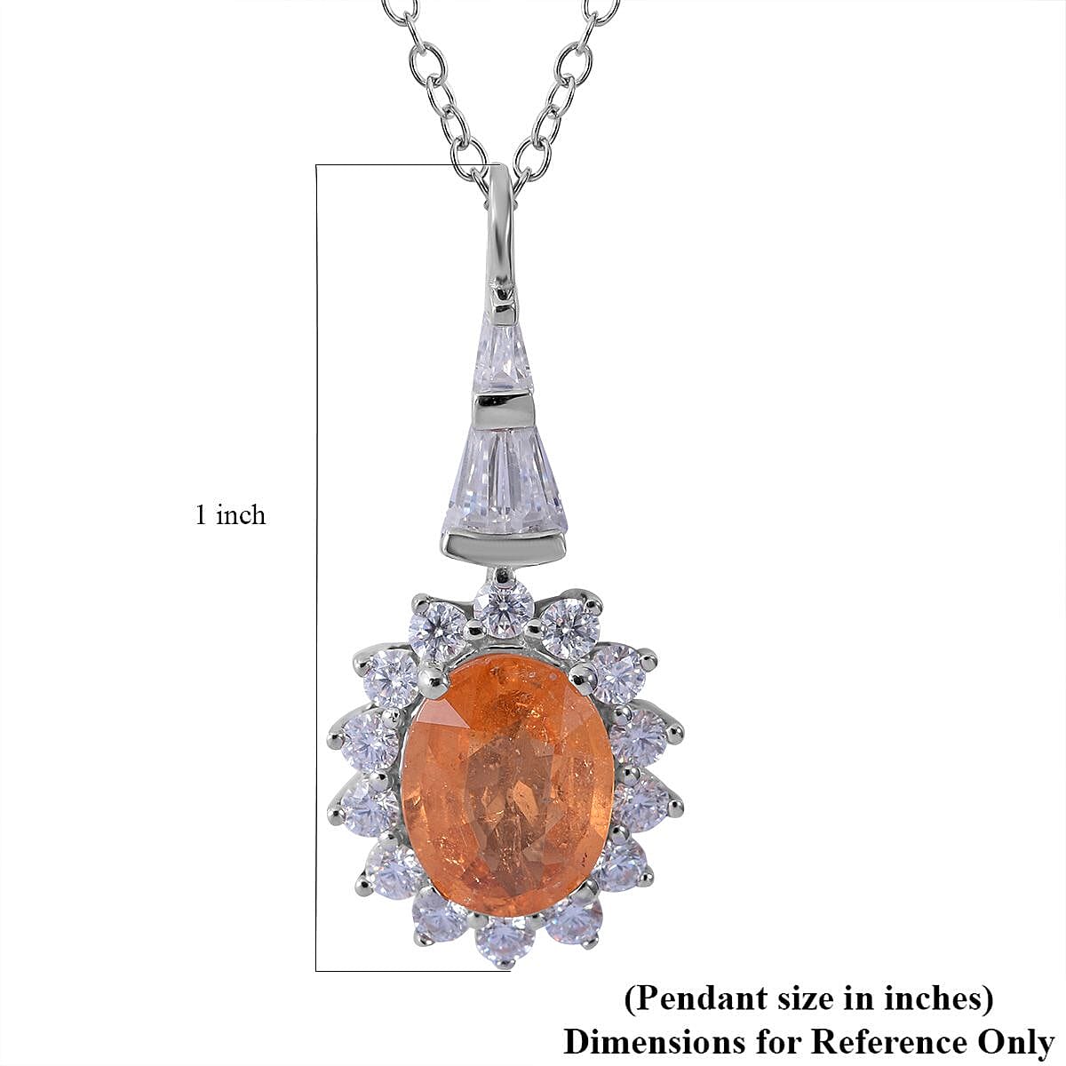 Viceroy Spessartine Garnet and Moissanite Sunburst Pendant Necklace 18 Inches in Platinum Over Sterling Silver 3.20 ctw image number 5