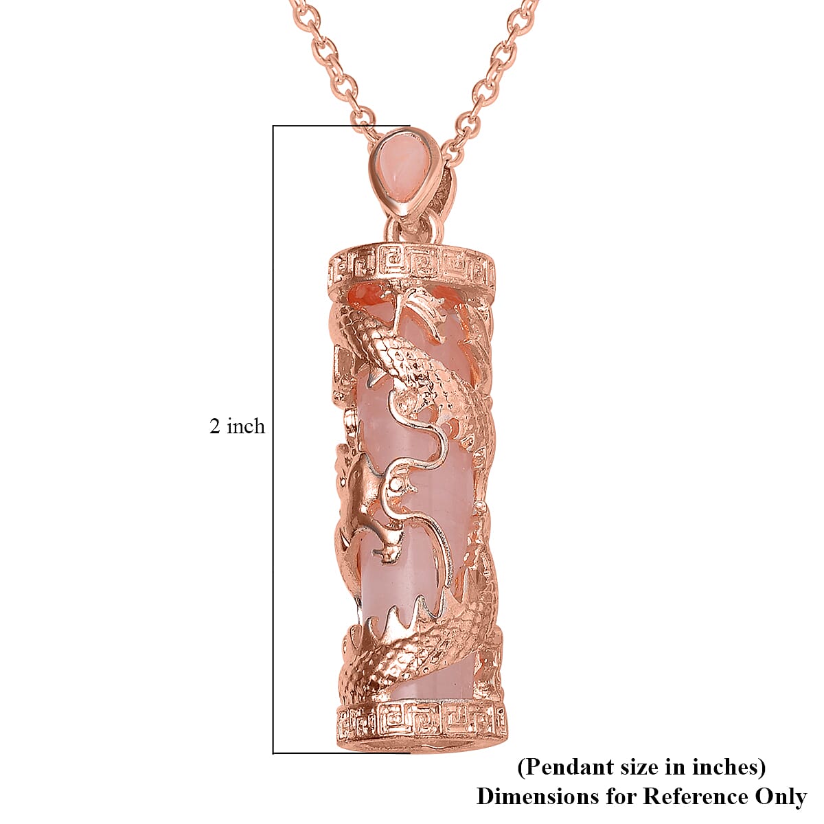Galilea Rose Quartz and Austrian Crystal Set of 2 Eagle & Dragon Pendant Necklace 24 Inches in Rosetone 36.00 ctw image number 4