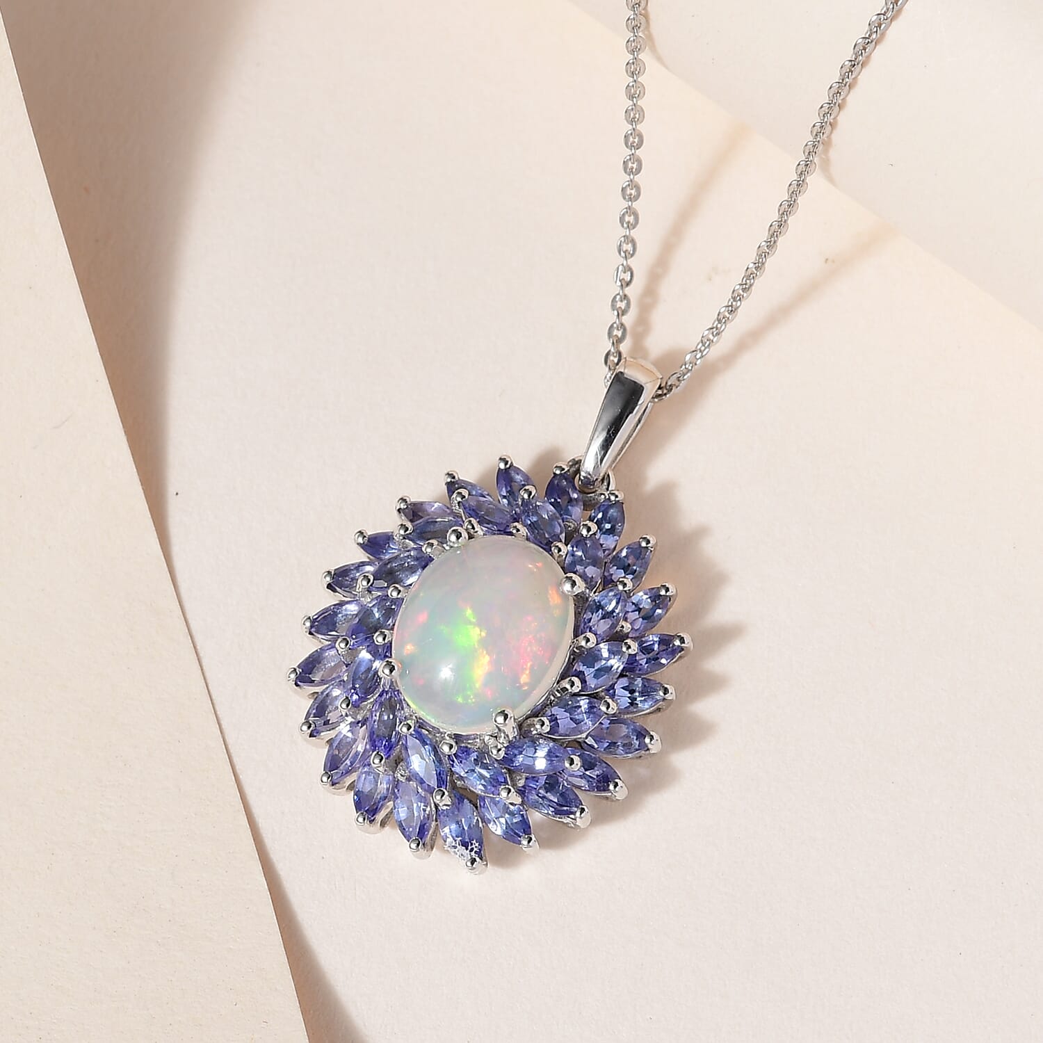 Opal and store tanzanite necklace