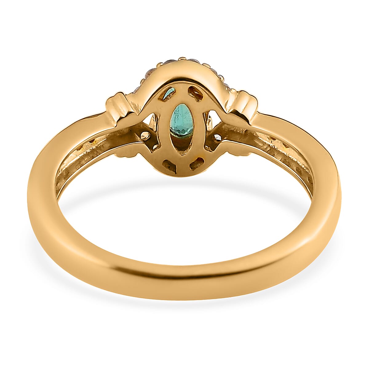 Ethiopian Emerald, Natural White Zircon Ring Size 6.0 and Pendant Necklace 20 Inches in Vermeil YG Over Sterling Silver 1.25 ctw image number 5