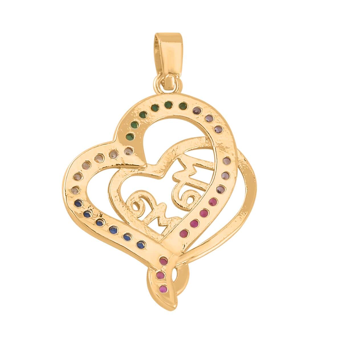 Simulated Multi Color Diamond 1.50 ctw Set of 3 Teddy Bear, Heart and Rabbit Pendant in Goldtone image number 2