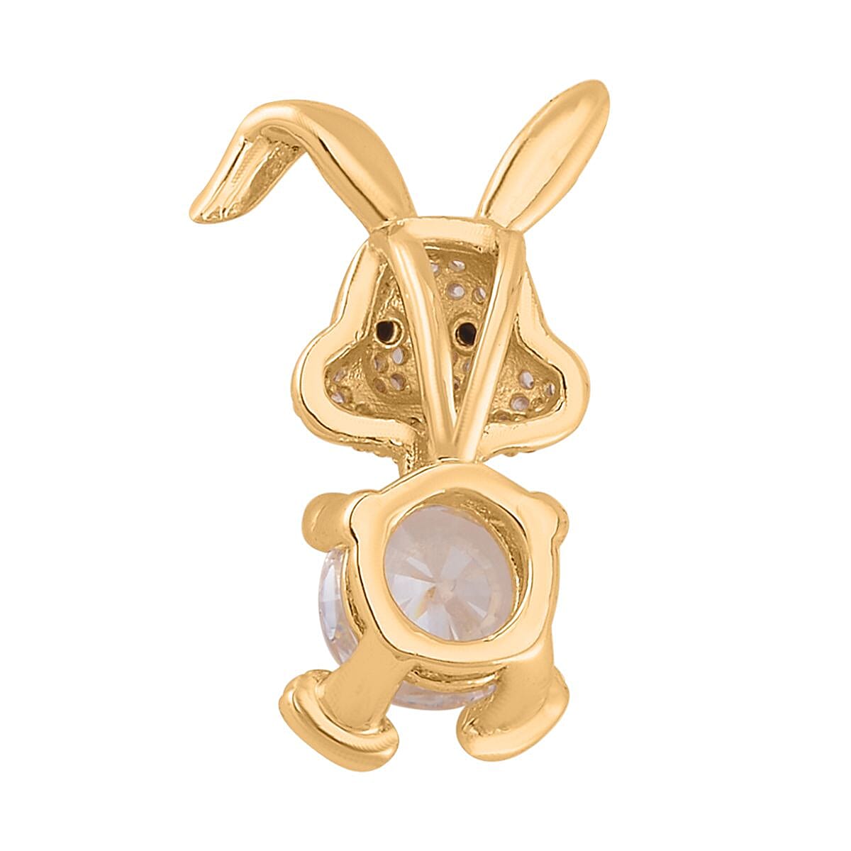 Simulated Multi Color Diamond 1.50 ctw Set of 3 Teddy Bear, Heart and Rabbit Pendant without Chain in Goldtone