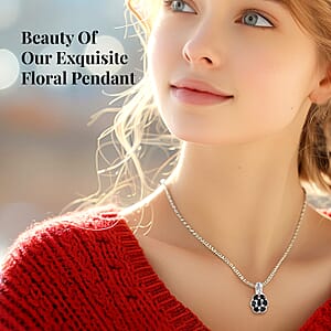 Karis Thai Black Spinel 3.00 ctw Pendant Necklace 20 Inches in Platinum Bond and Stainless Steel, Tarnish-Free, Waterproof, Sweat Proof Jewelry