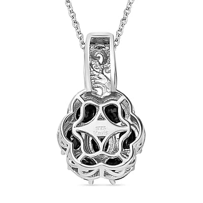 Karis Thai Black Spinel 3.00 ctw Pendant Necklace 20 Inches in Platinum Bond and Stainless Steel, Tarnish-Free, Waterproof, Sweat Proof Jewelry
