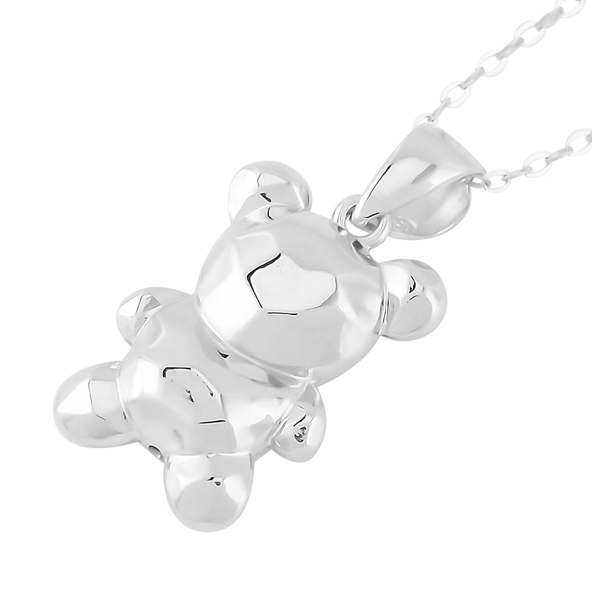 950 Platinum Teddy Bear Pendant with Rolo Chain Necklace 18 Inches in Lobster Lock  image number 2