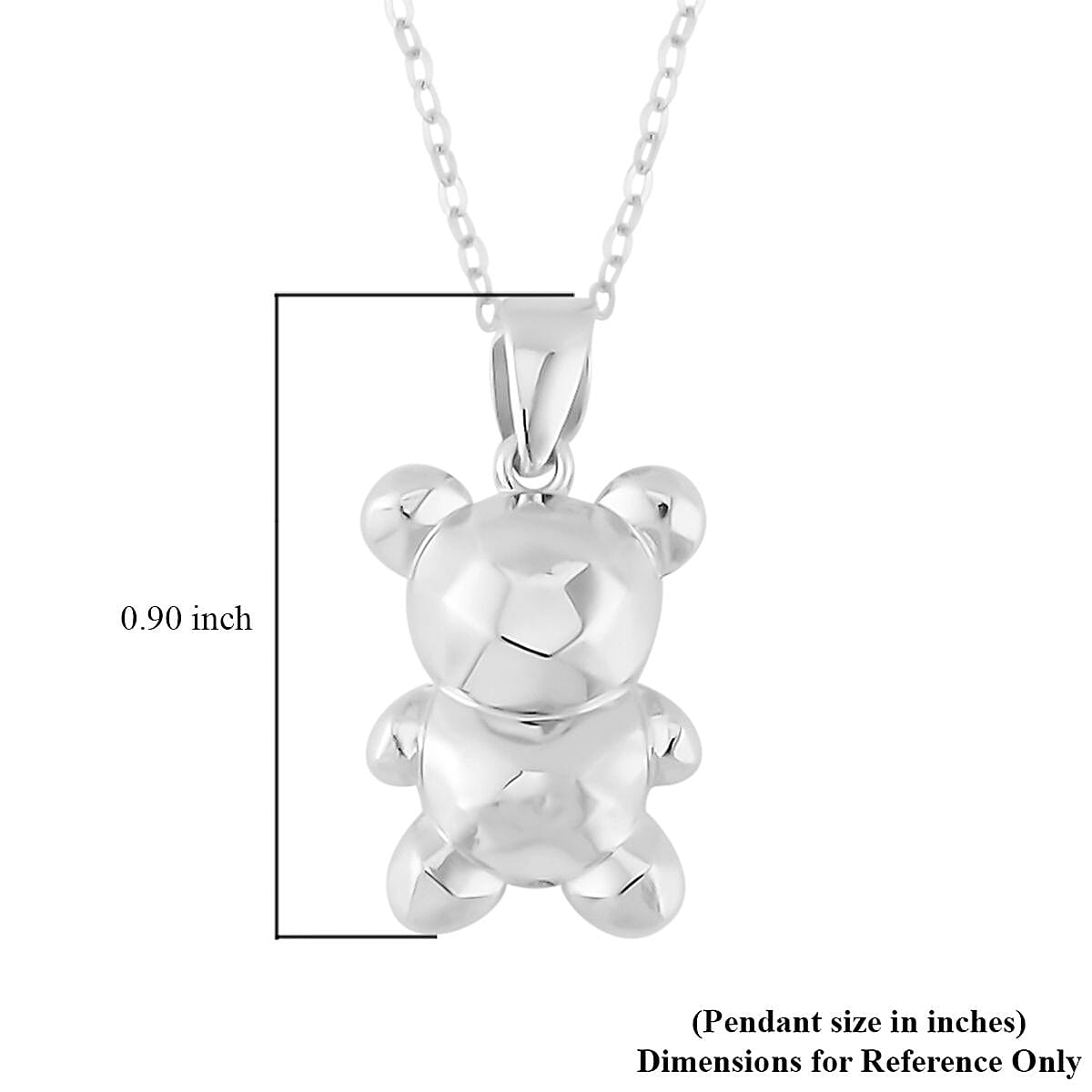950 Platinum Teddy Bear Pendant with Rolo Chain Necklace 18 Inches in Lobster Lock  image number 3