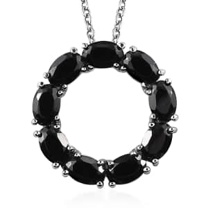 Thai Black Spinel Pendant Necklace (20 Inches) in Stainless Steel 5.00 ctw | Tarnish-Free, Waterproof, Sweat Proof Jewelry