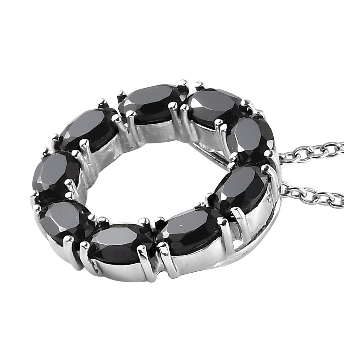 Thai Black Spinel Pendant Necklace (20 Inches) in Stainless Steel 5.00 ctw | Tarnish-Free, Waterproof, Sweat Proof Jewelry image number 3