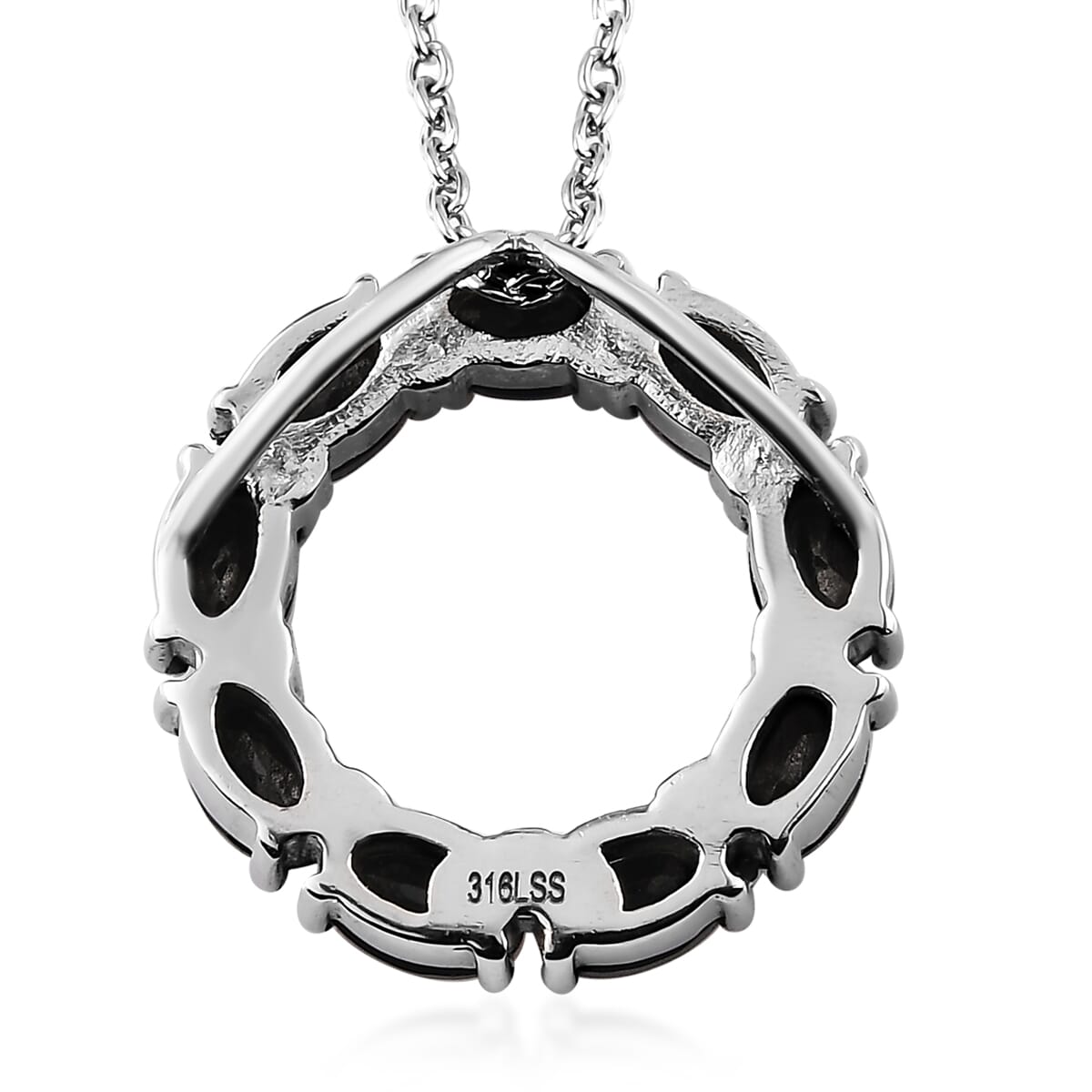 Thai Black Spinel Pendant Necklace (20 Inches) in Stainless Steel 5.00 ctw | Tarnish-Free, Waterproof, Sweat Proof Jewelry image number 5