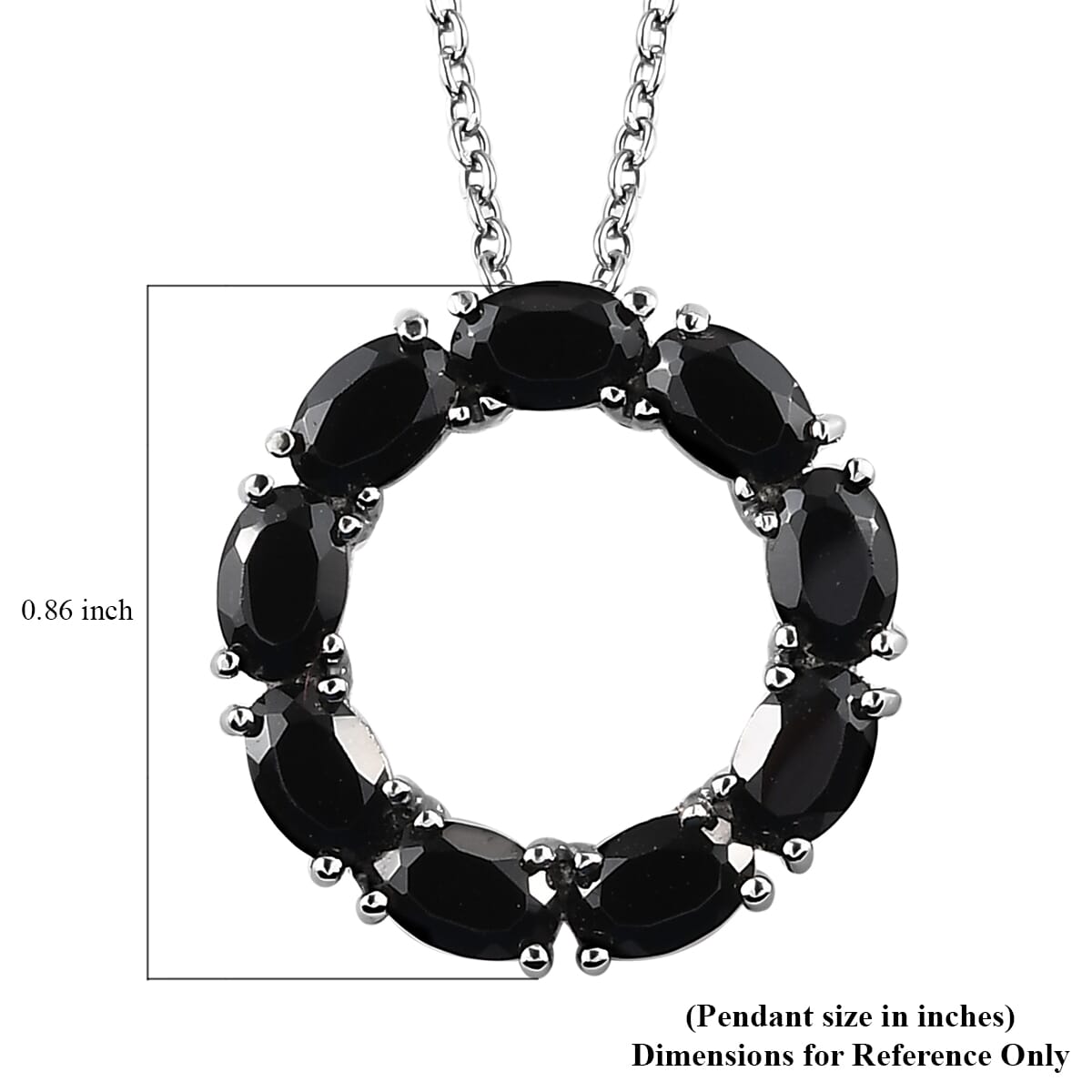 Thai Black Spinel Pendant Necklace (20 Inches) in Stainless Steel 5.00 ctw | Tarnish-Free, Waterproof, Sweat Proof Jewelry image number 6