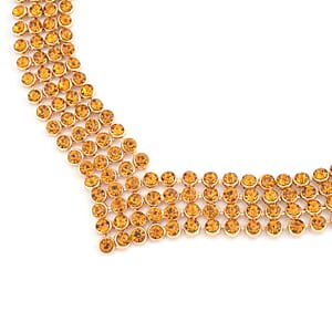 Champagne Color Austrian Crystal Earrings and Princess Necklace 16-20 Inches in Goldtone