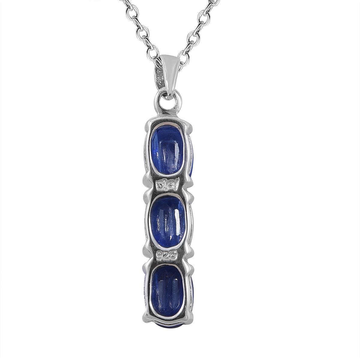 Kashmir Kyanite 3 Stone Ring (Size 5), Stud Earrings and Pendant Necklace 18 Inches in Platinum Over Sterling Silver 8.25 ctw
