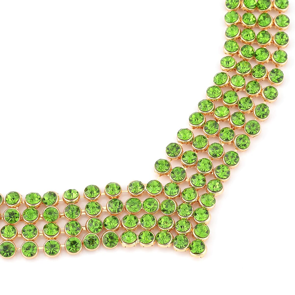 Peridot Color Austrian Crystal Earrings and Princess Necklace 16-20 Inches in Goldtone image number 3