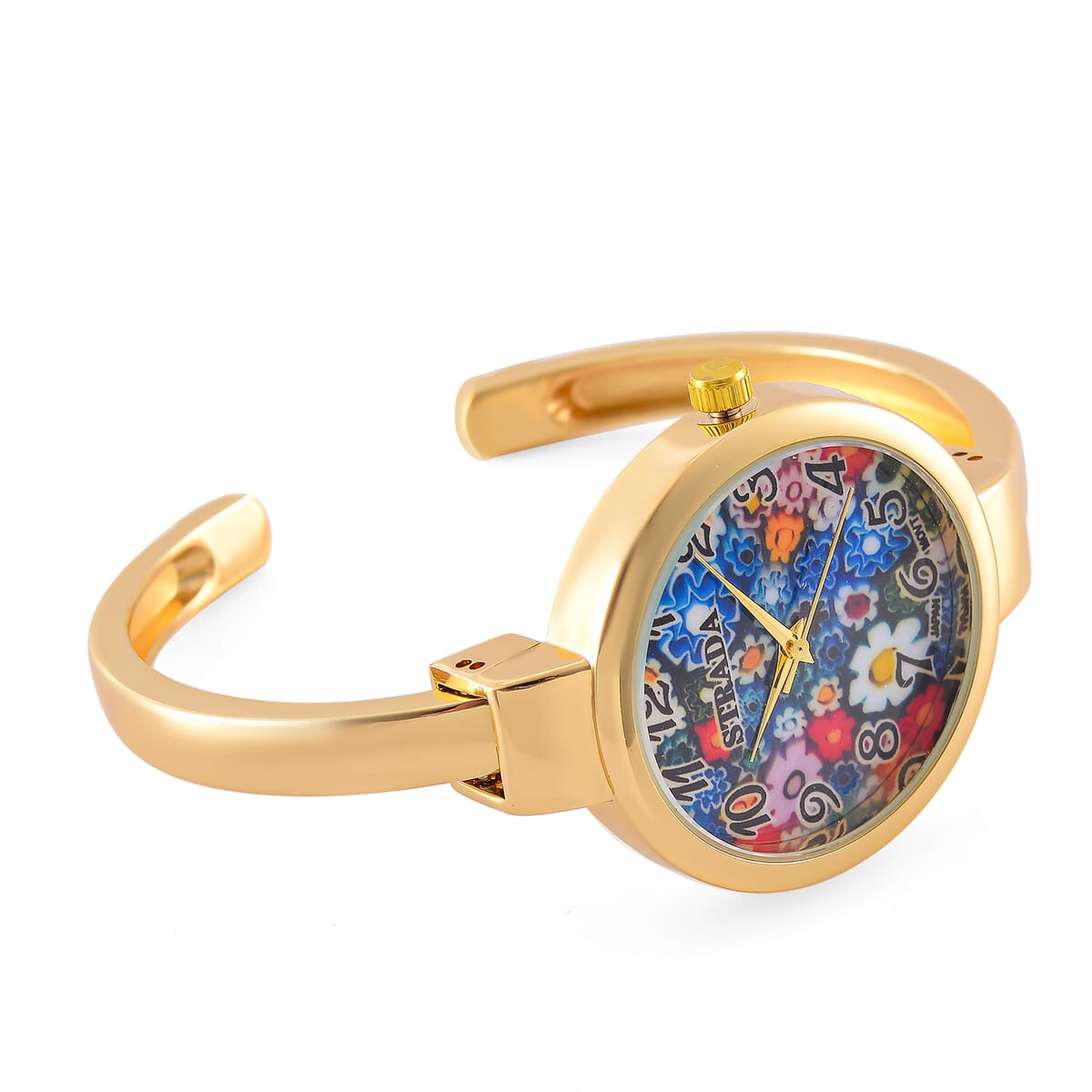 Strada Japanese Movement Murano Pattern Dial Watch in Goldtone and Murano Style and Resin Beaded Stretch Bracelet (6.5-7.5In) image number 4