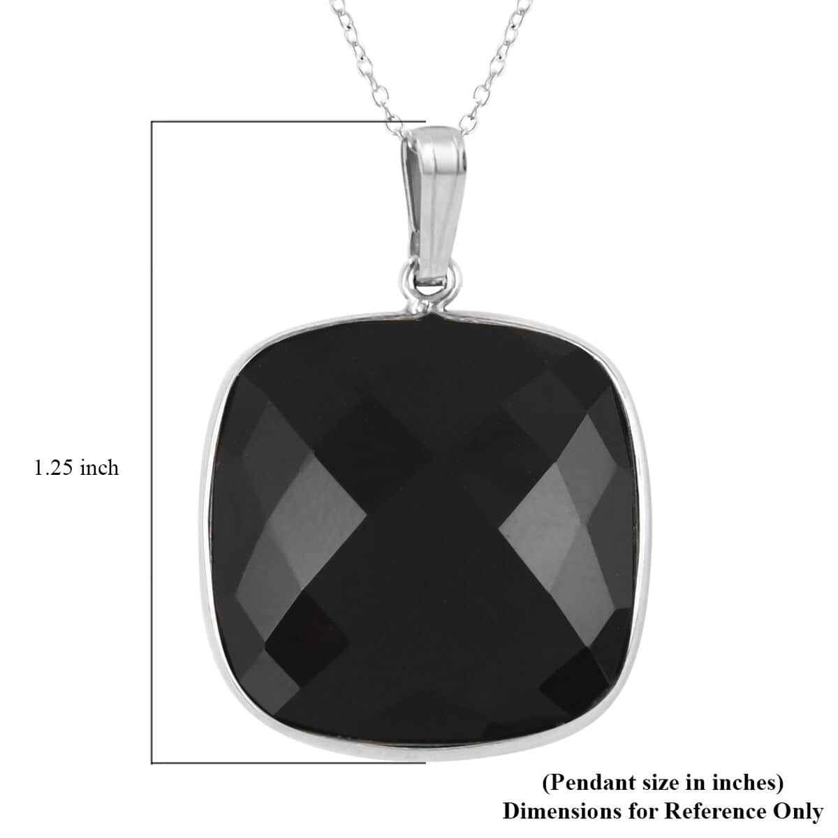 Black Onyx Pendant Necklace 18 Inches in Rhodium Over Sterling Silver 17.00 ctw image number 6