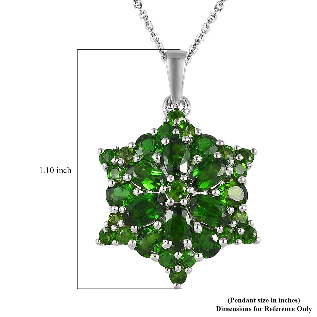 Chrome Diopside Floral Pendant Necklace 20 Inches in Platinum Over Sterling Silver 3.50 ctw image number 6