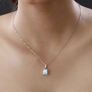 Premium Larimar Pendant Necklace, Madagascar Paraiba Apatite Pendant Necklace, Sterling Silver Necklace, 20 Inches Necklace 2.50 ctw