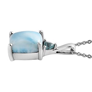 Premium Larimar Pendant Necklace, Madagascar Paraiba Apatite Pendant Necklace, Sterling Silver Necklace, 20 Inches Necklace 2.50 ctw