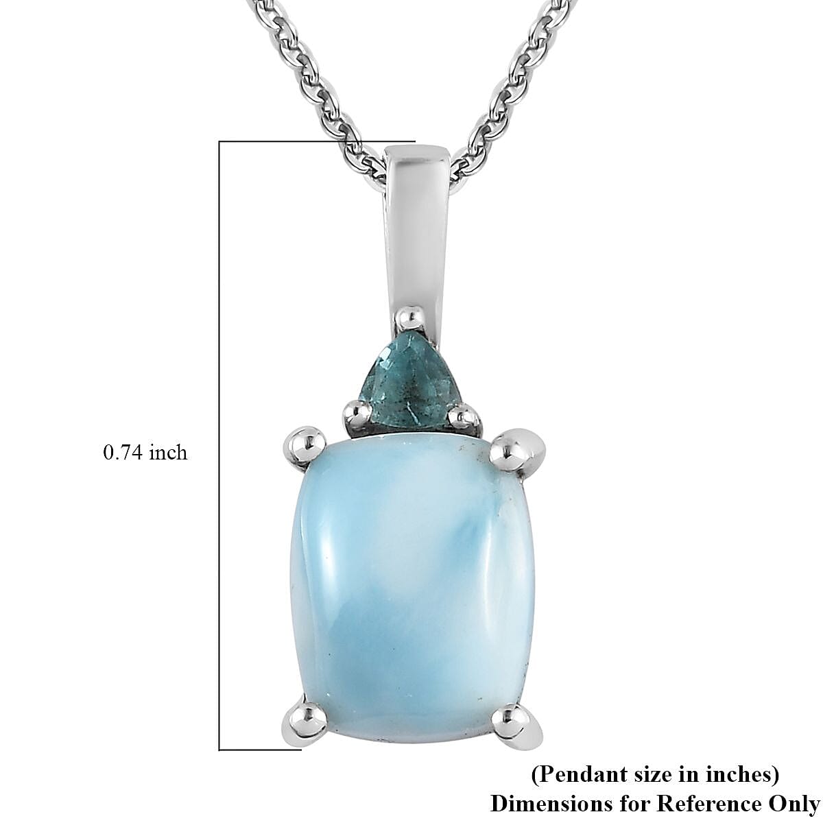 Premium Larimar Pendant Necklace, Madagascar Paraiba Apatite Pendant Necklace, Sterling Silver Necklace, 20 Inches Necklace 2.50 ctw image number 6