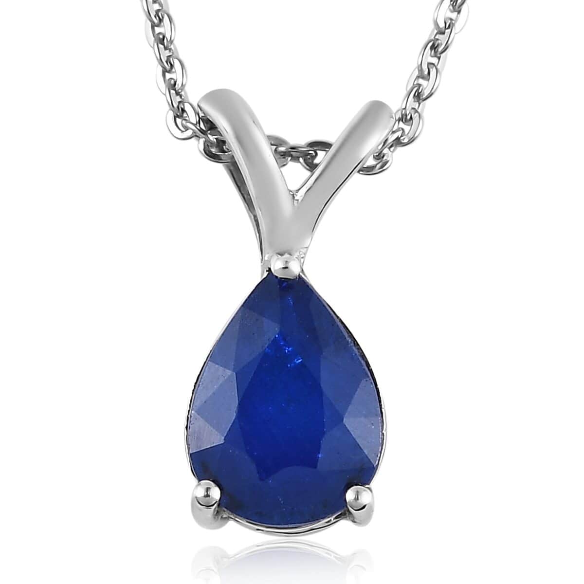 Tanzanian Blue Spinel (DF) Solitaire Pendant Necklace 20 Inches in Platinum Over Sterling Silver 1.35 ctw image number 0