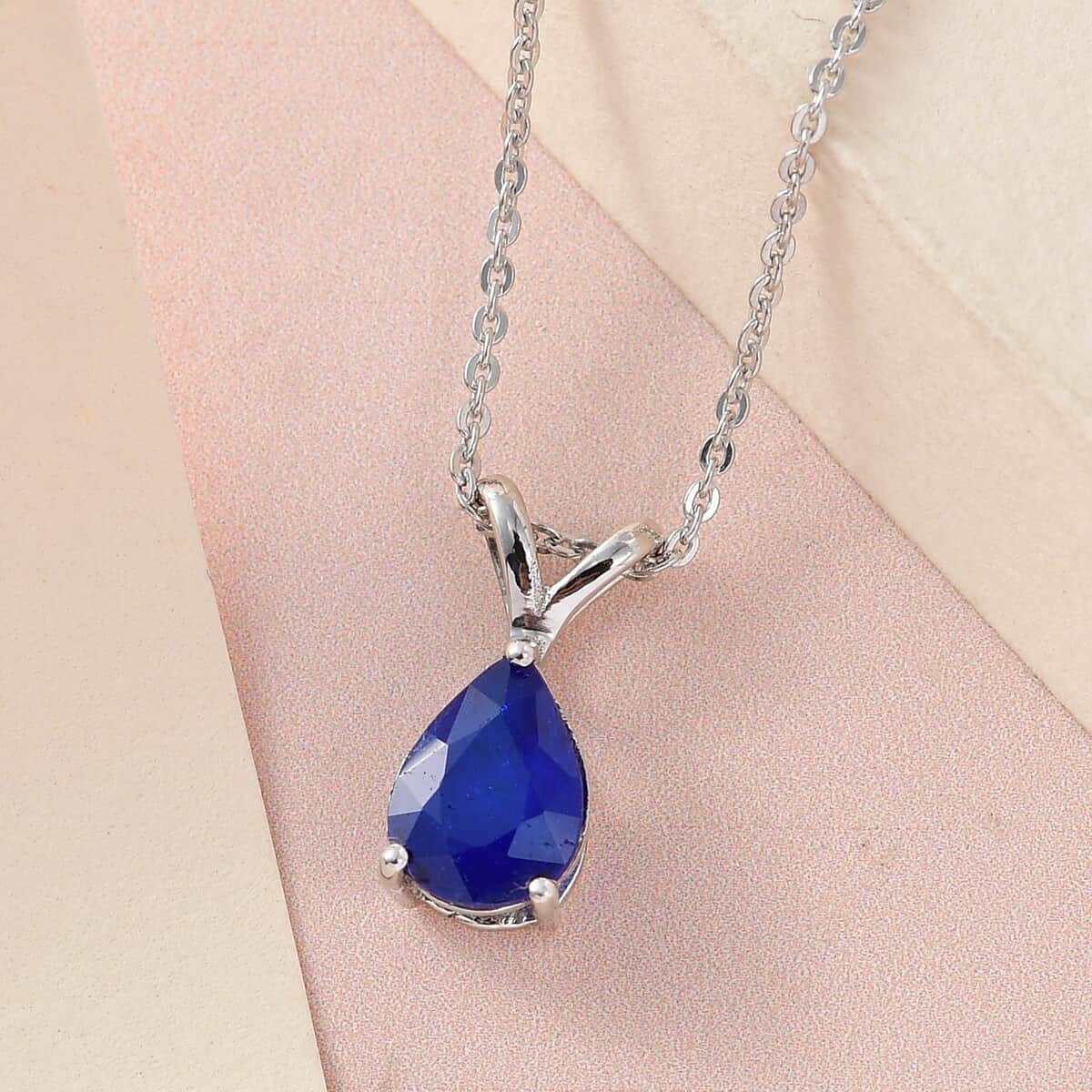 Tanzanian Blue Spinel (DF) Solitaire Pendant Necklace 20 Inches in Platinum Over Sterling Silver 1.35 ctw image number 1