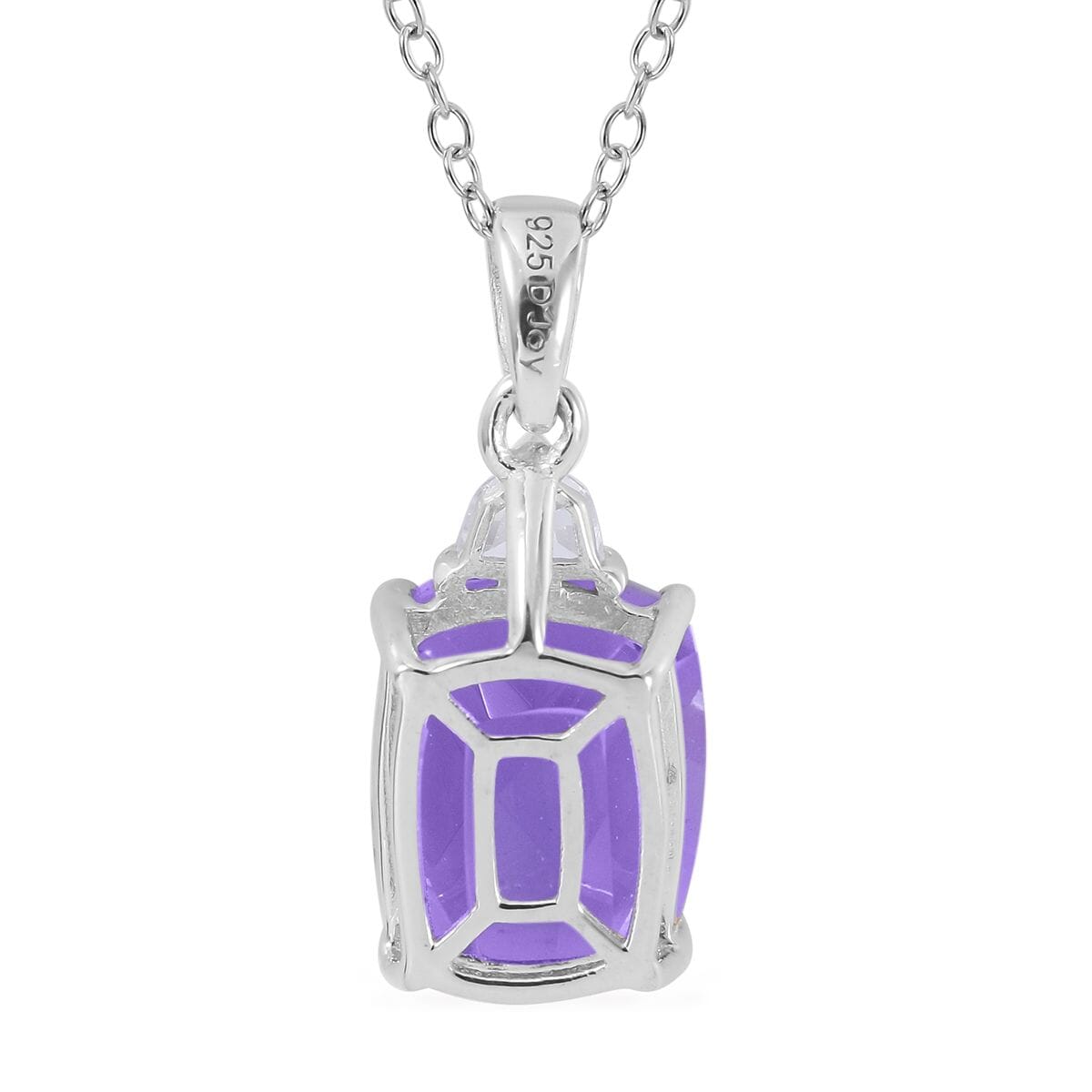 Amethyst, Natural White Zircon Stud Earrings, Ring (Size 5.0) and Pendant Necklace 18 Inches in Platinum Over Sterling Silver 8.40 ctw image number 5