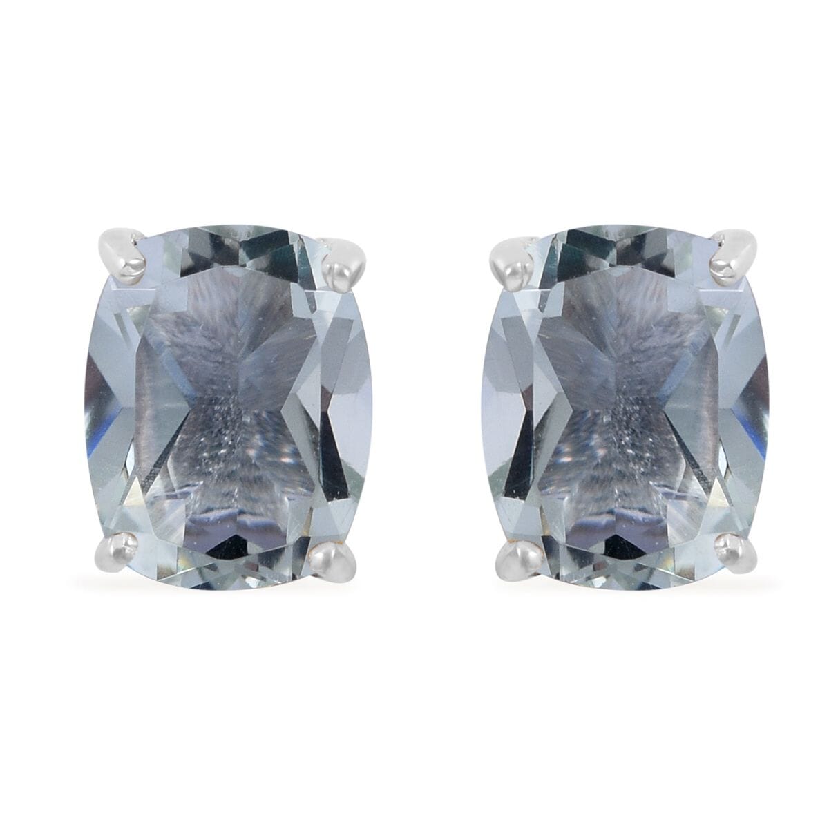 Montezuma Prasiolite, White Zircon Stud Earrings, Ring (Size 10.0) and Pendant Necklace 18 Inches in Platinum Over Sterling Silver 8.70 ctw image number 6