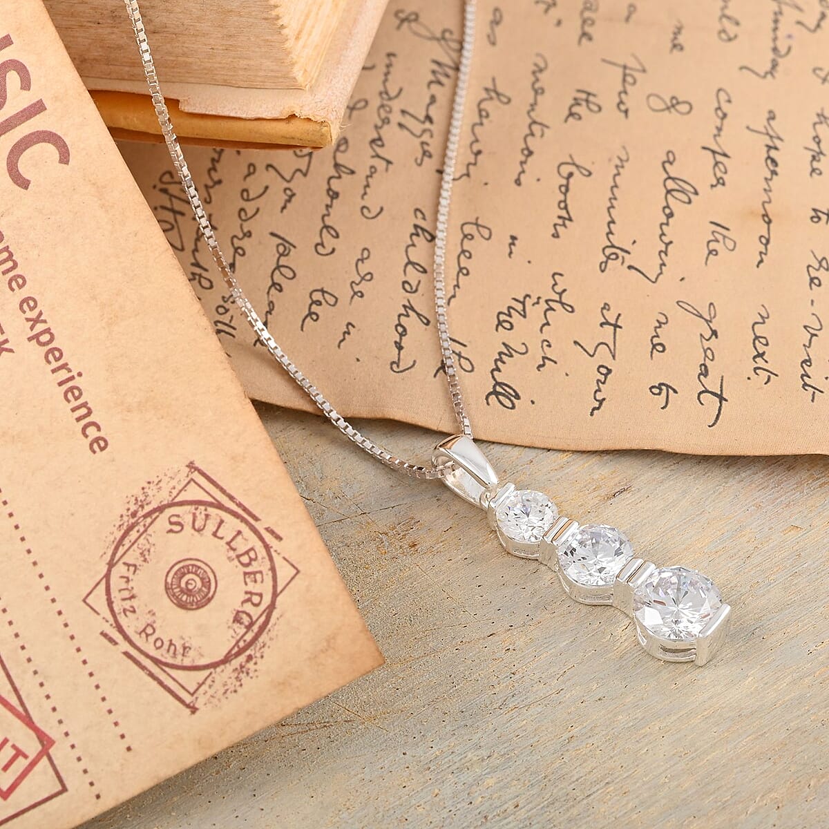 Ankur's Treasure Chest Simulated Diamond Pendant Necklace 18 Inches in Rhodium Over Sterling Silver image number 1