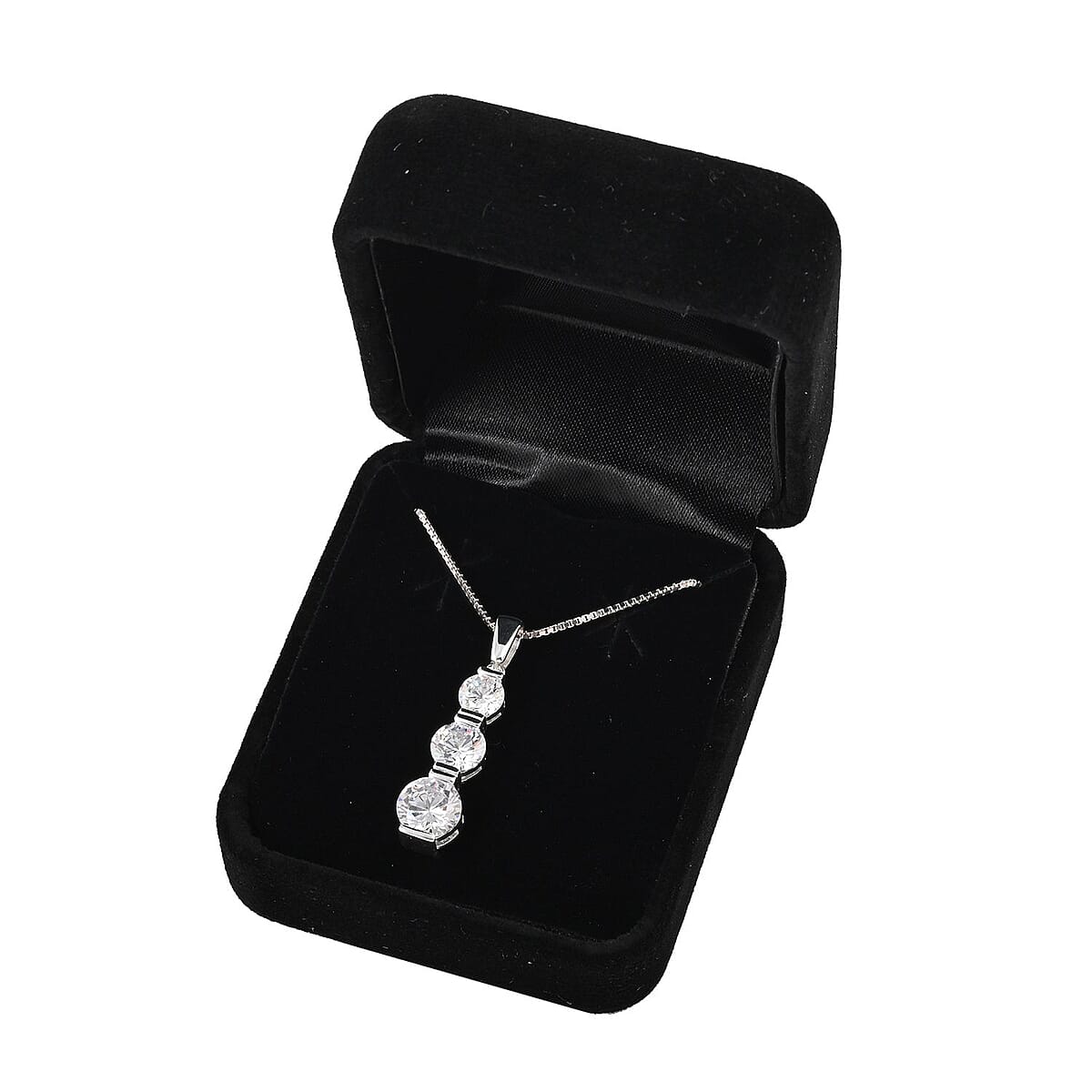 Ankur's Treasure Chest Simulated Diamond Pendant Necklace 18 Inches in Rhodium Over Sterling Silver image number 6