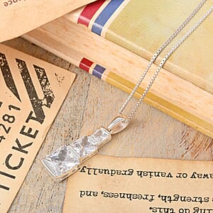 Simulated Diamond Pendant Necklace 18 Inches in Rhodium Over Sterling Silver 7.85 ctw