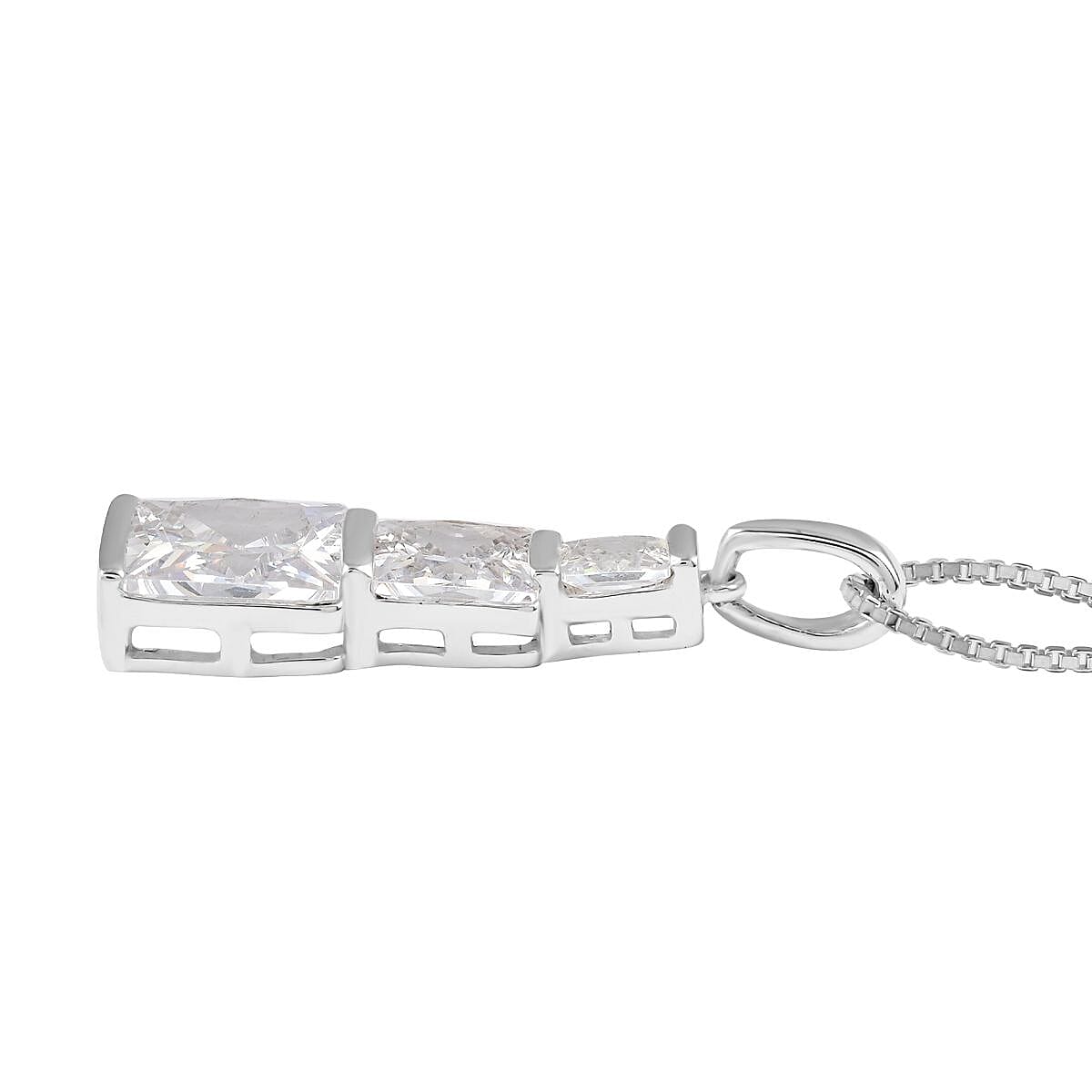 Simulated Diamond Pendant Necklace 18 Inches in Rhodium Over Sterling Silver 7.85 ctw image number 3