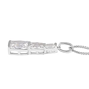 Simulated Diamond Pendant Necklace 18 Inches in Rhodium Over Sterling Silver 7.85 ctw
