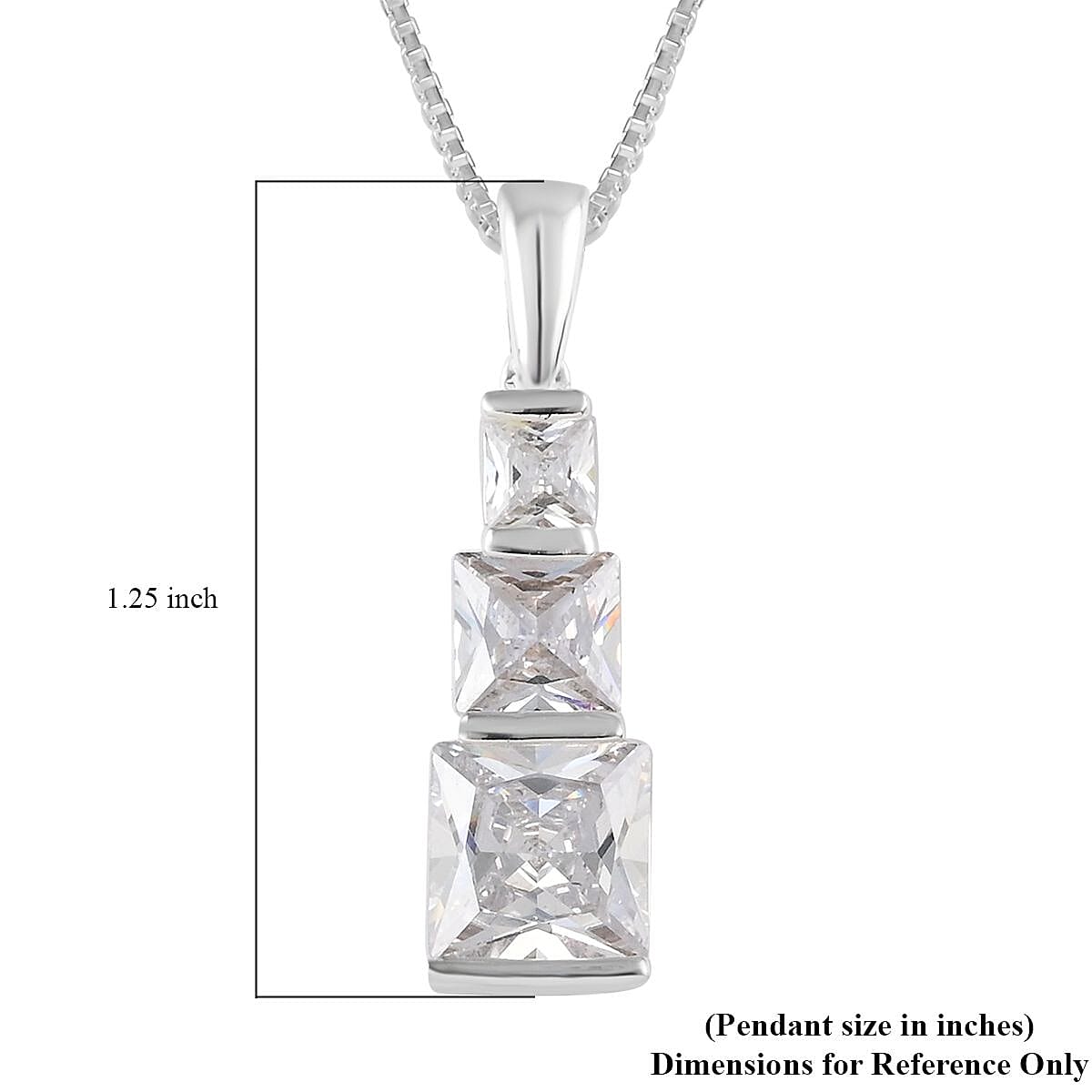 Simulated Diamond Pendant Necklace 18 Inches in Rhodium Over Sterling Silver 7.85 ctw image number 5
