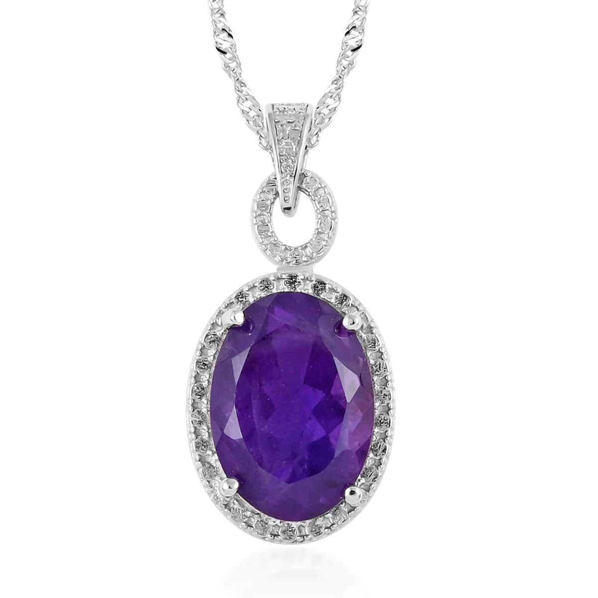 Amethyst Pendant Necklace 18 Inches in Rhodium Over Sterling Silver 8.00 ctw image number 0